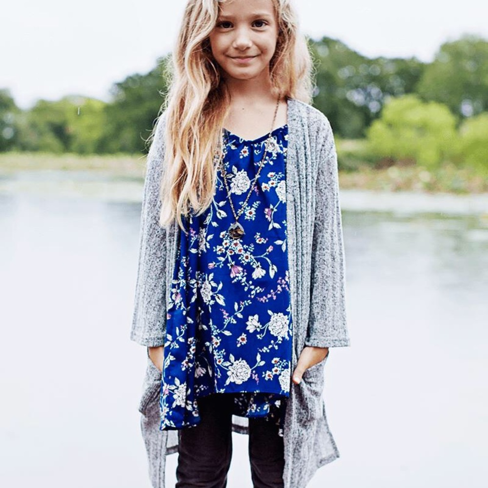 🌸Girls boutique Pocket cardigan in gray